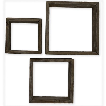 Ekena Millwork Square, Open Back, Vintage Farmhouse Shadow Box Shelves, Barnwood Decor Collection, PK3 DECR15SBSQOBPG